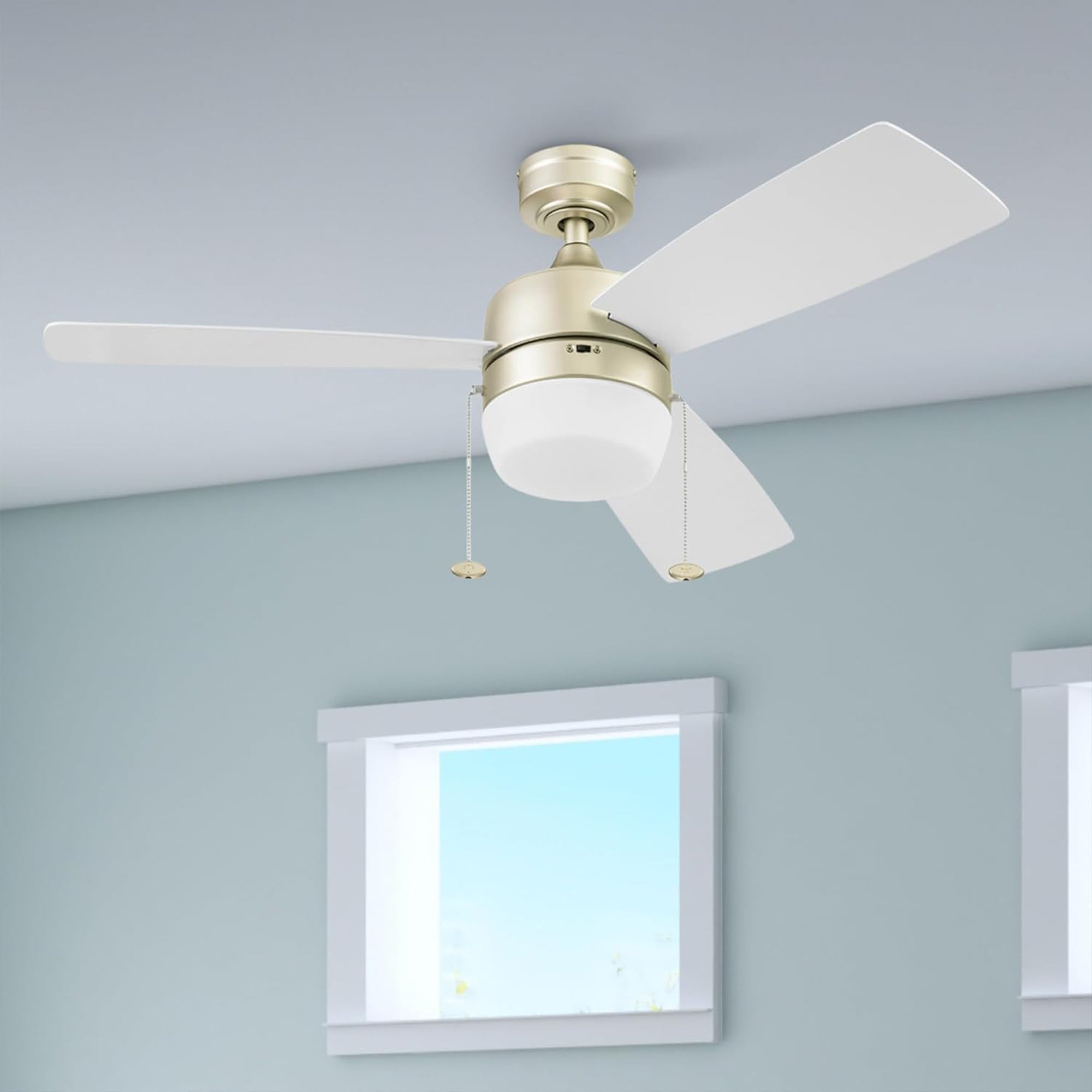 Honeywell Barcadero 44 Inch Indoor LED Ceiling Fan with Pull Chain, Soft Gold - VMInnovations