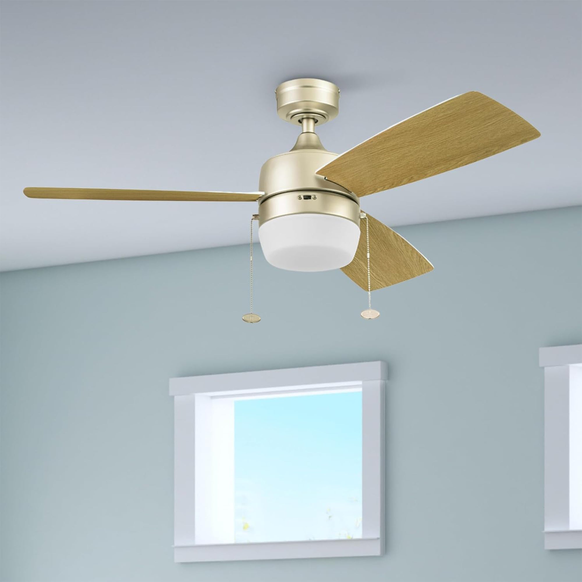 Honeywell Barcadero 44 Inch Indoor LED Ceiling Fan with Pull Chain, Soft Gold - VMInnovations