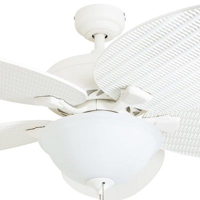 Honeywell Palm Island 52" Tropical Ceiling Fan with Pull Chain, LED Light, White - VMInnovations