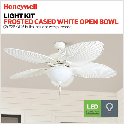 Honeywell Palm Island 52" Tropical Ceiling Fan with Pull Chain, LED Light, White - VMInnovations