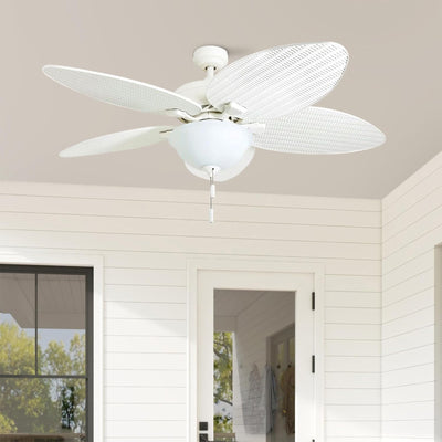 Honeywell Palm Island 52" Tropical Ceiling Fan with Pull Chain, LED Light, White - VMInnovations