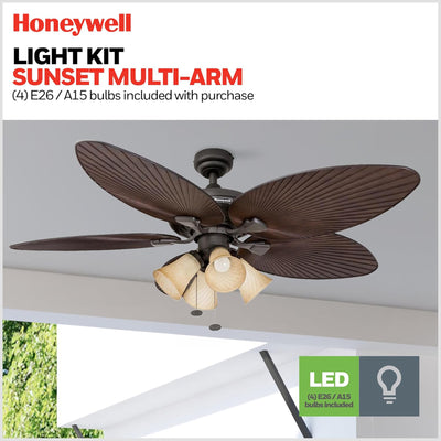 Honeywell Palm Island 52 Inch Tropical Ceiling Fan, LED Light (Open Box)