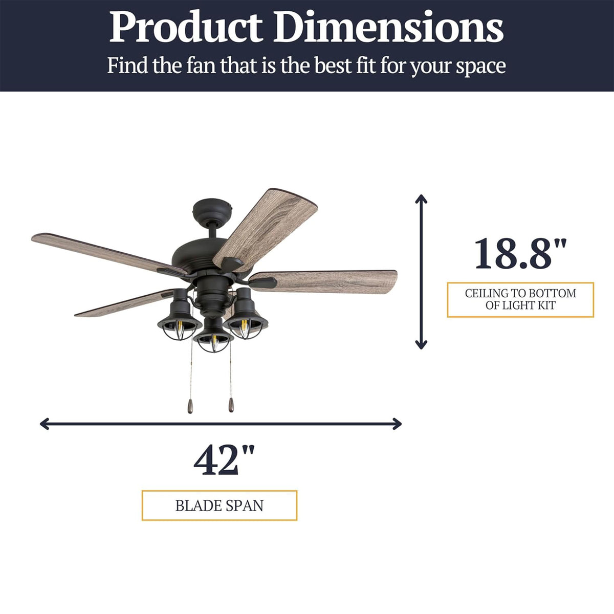 Prominence Home Piercy Farmhouse LED Ceiling Fan with Light and Remote, 42" (Open Box)