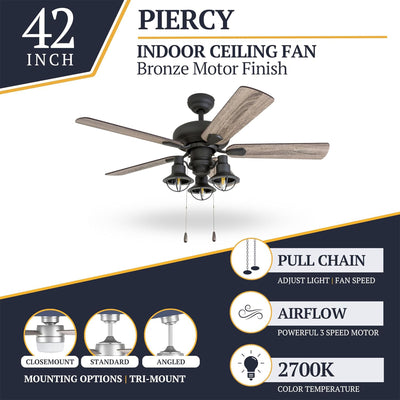 Prominence Home Piercy Farmhouse LED Ceiling Fan with Light and Remote, 42" (Open Box)