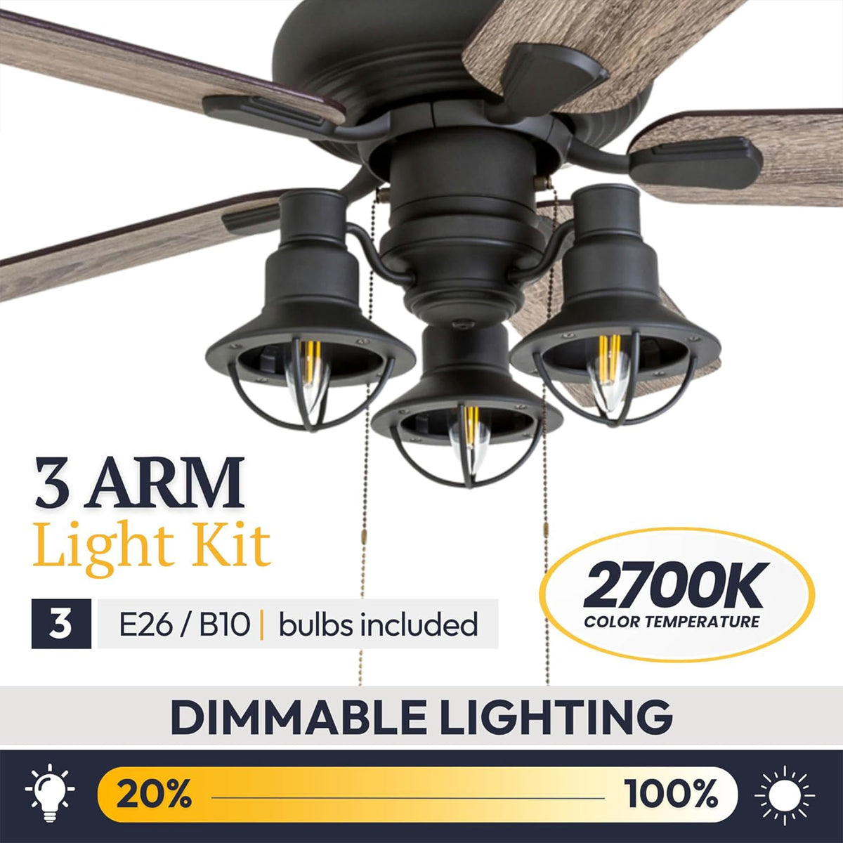 Prominence Home Piercy Farmhouse LED Ceiling Fan with Light and Remote, 42" (Open Box)