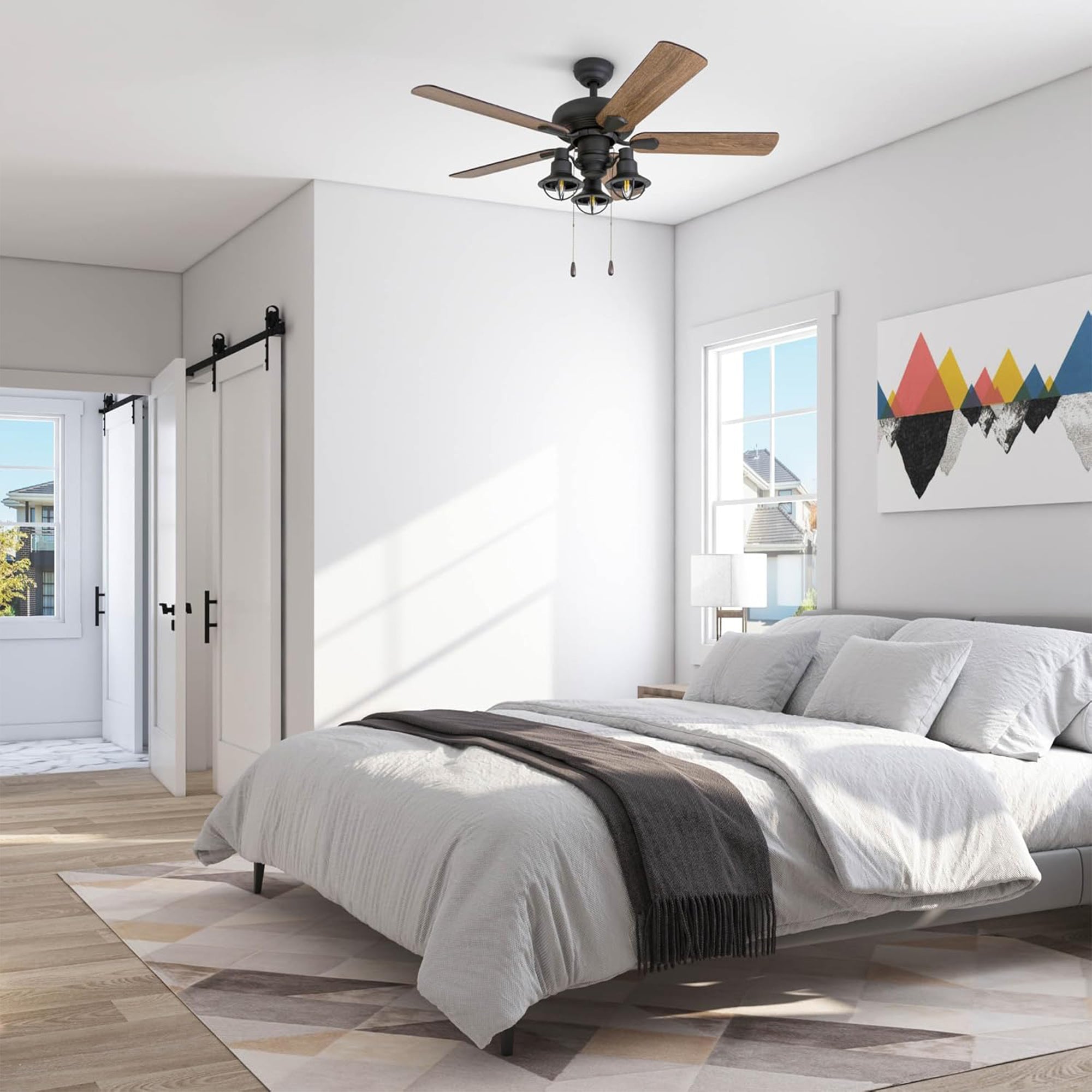 Prominence Home Piercy Farmhouse LED Ceiling Fan with Light and Remote, 42" - VMInnovations