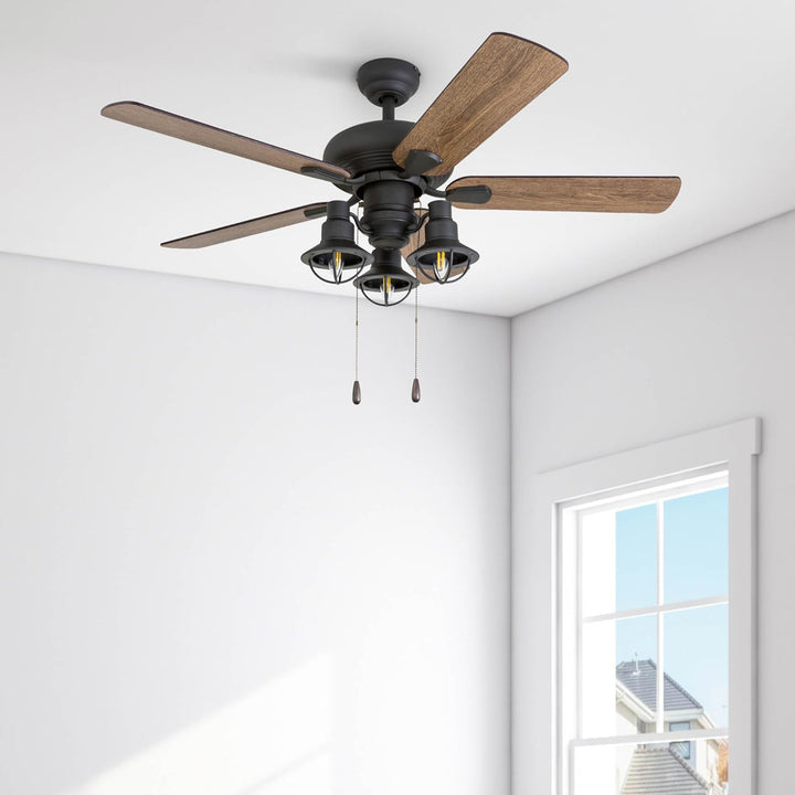 Prominence Home Piercy Farmhouse LED Ceiling Fan with Light and Remote, 42" - VMInnovations
