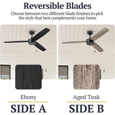 Prominence Home Journal 52" Ceiling Fan, No Light, Pull Chain Control, Black - VMInnovations