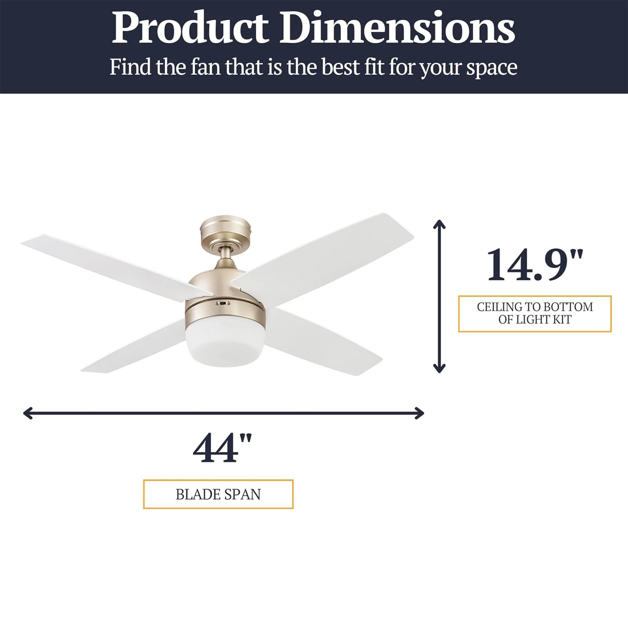 Prominence Home Atlas 44 Inch Indoor LED Ceiling Fan with Remote (Open Box) - VMInnovations
