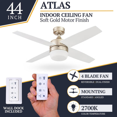 Prominence Home Atlas 44 Inch Indoor LED Ceiling Fan with Remote (Open Box) - VMInnovations
