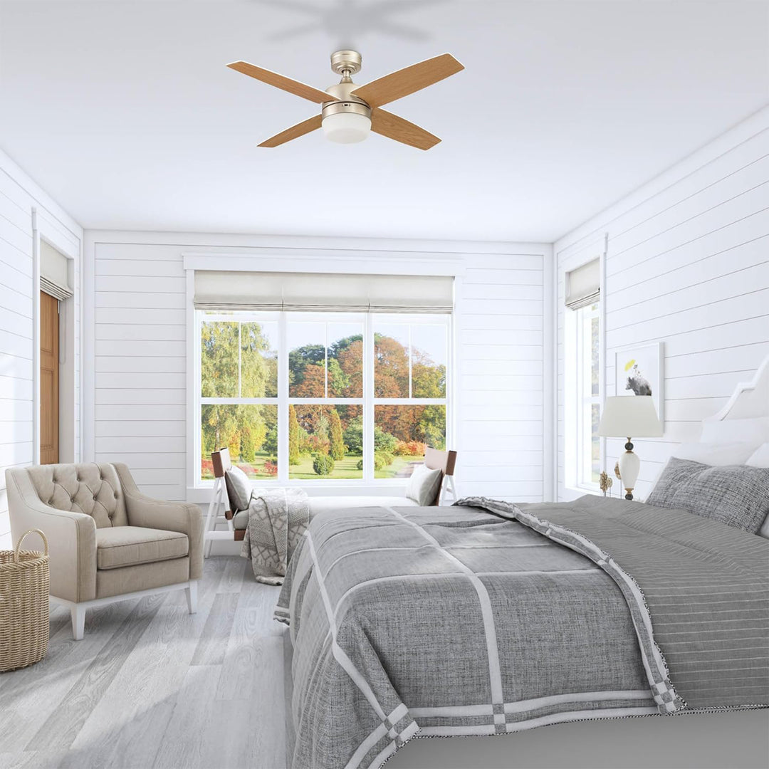 Prominence Home Atlas 44 Inch Indoor LED Ceiling Fan with Remote, Soft Gold - VMInnovations