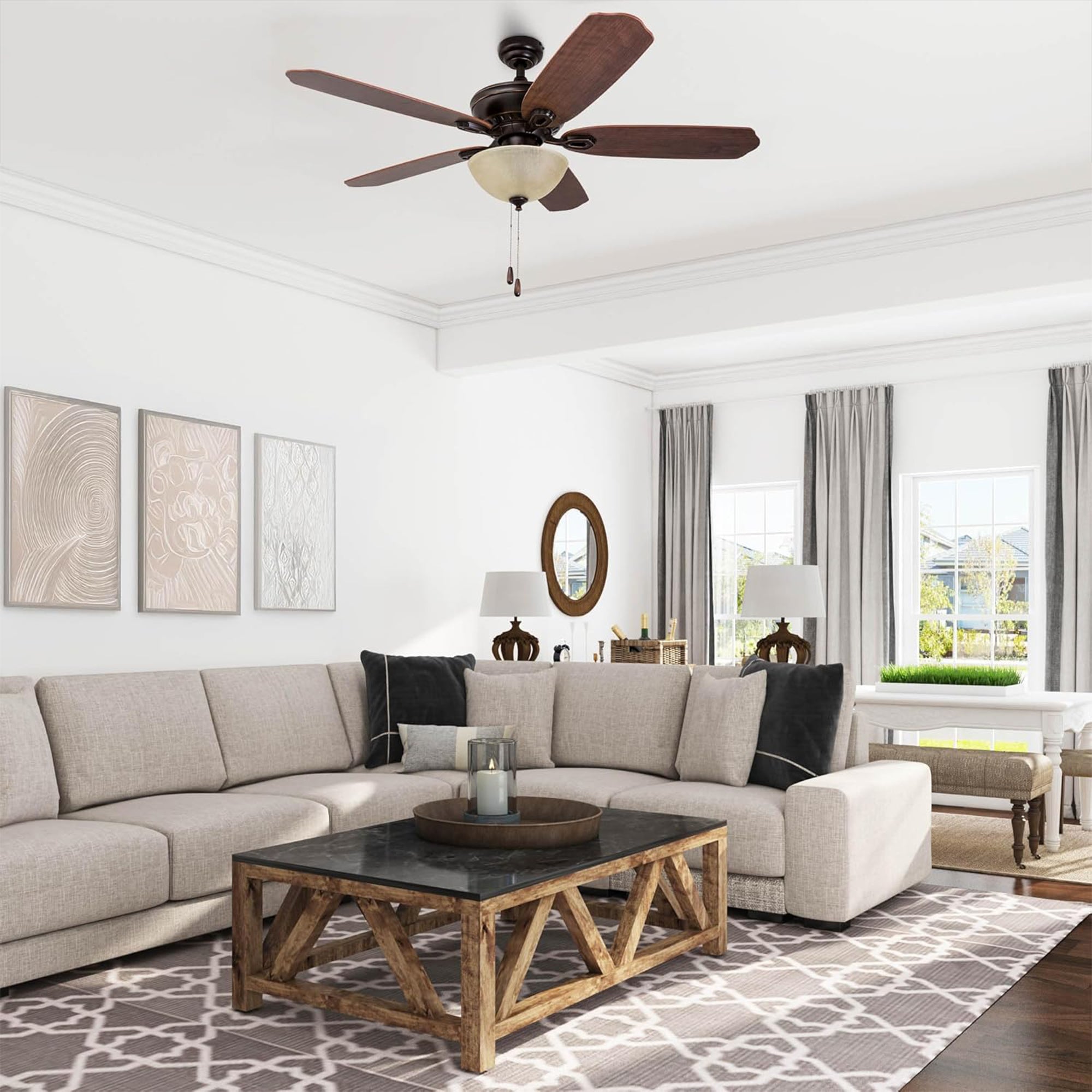 Prominence Home Spring Hollow LED Ceiling Fan w/ Light and Pull Chain(For Parts)