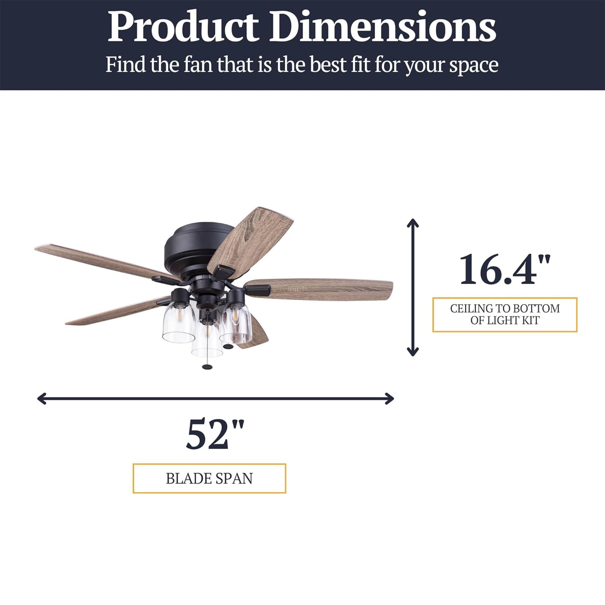 Prominence Home Magonia 52 Inch Ceiling Fan with Pull Chain, Flush Mount, (Used)
