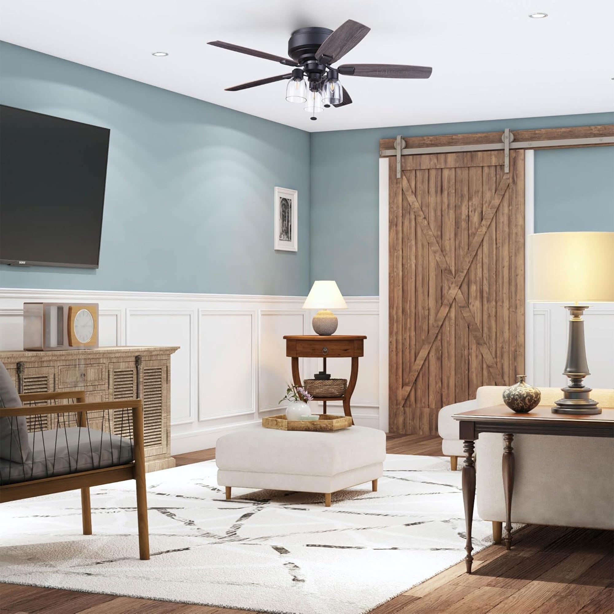 Prominence Home Magonia 52 Inch Ceiling Fan with Pull Chain, Flush Mount, (Used)