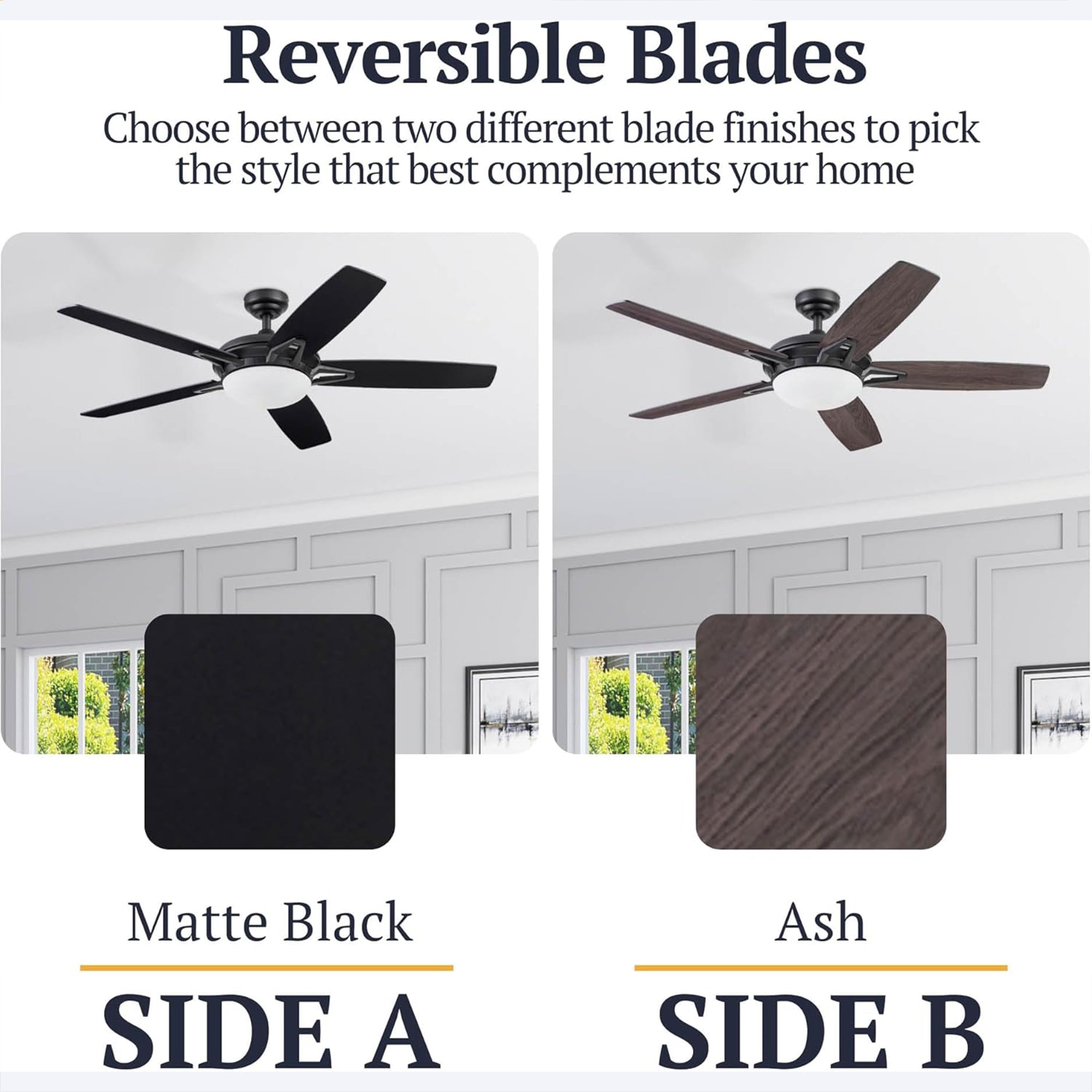 Prominence Home Clancy 52 Inch Indoor LED Ceiling Fan with Remote, Matte Black - VMInnovations