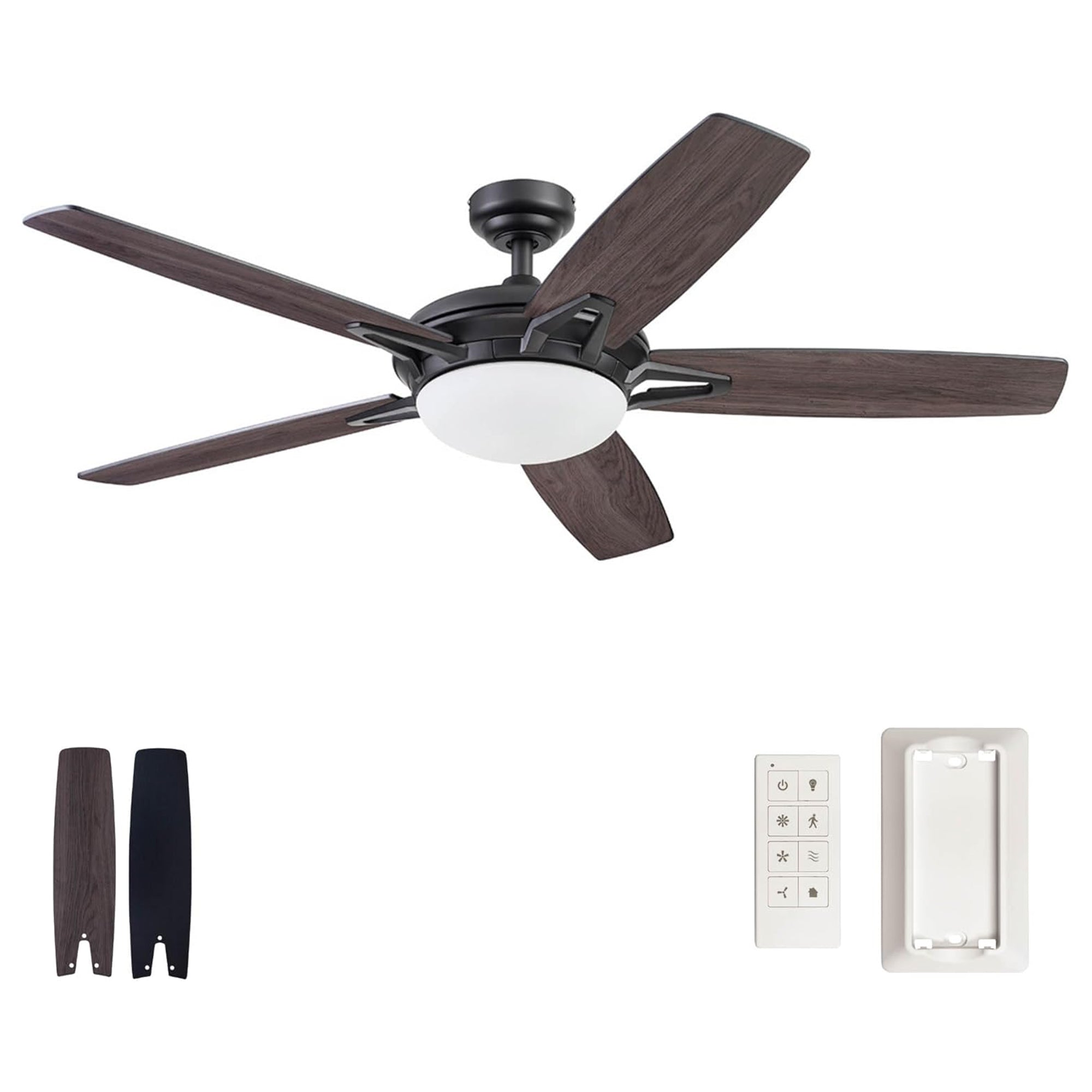 Prominence Home Clancy 52 Inch Indoor LED Ceiling Fan with Remote, Matte Black - VMInnovations