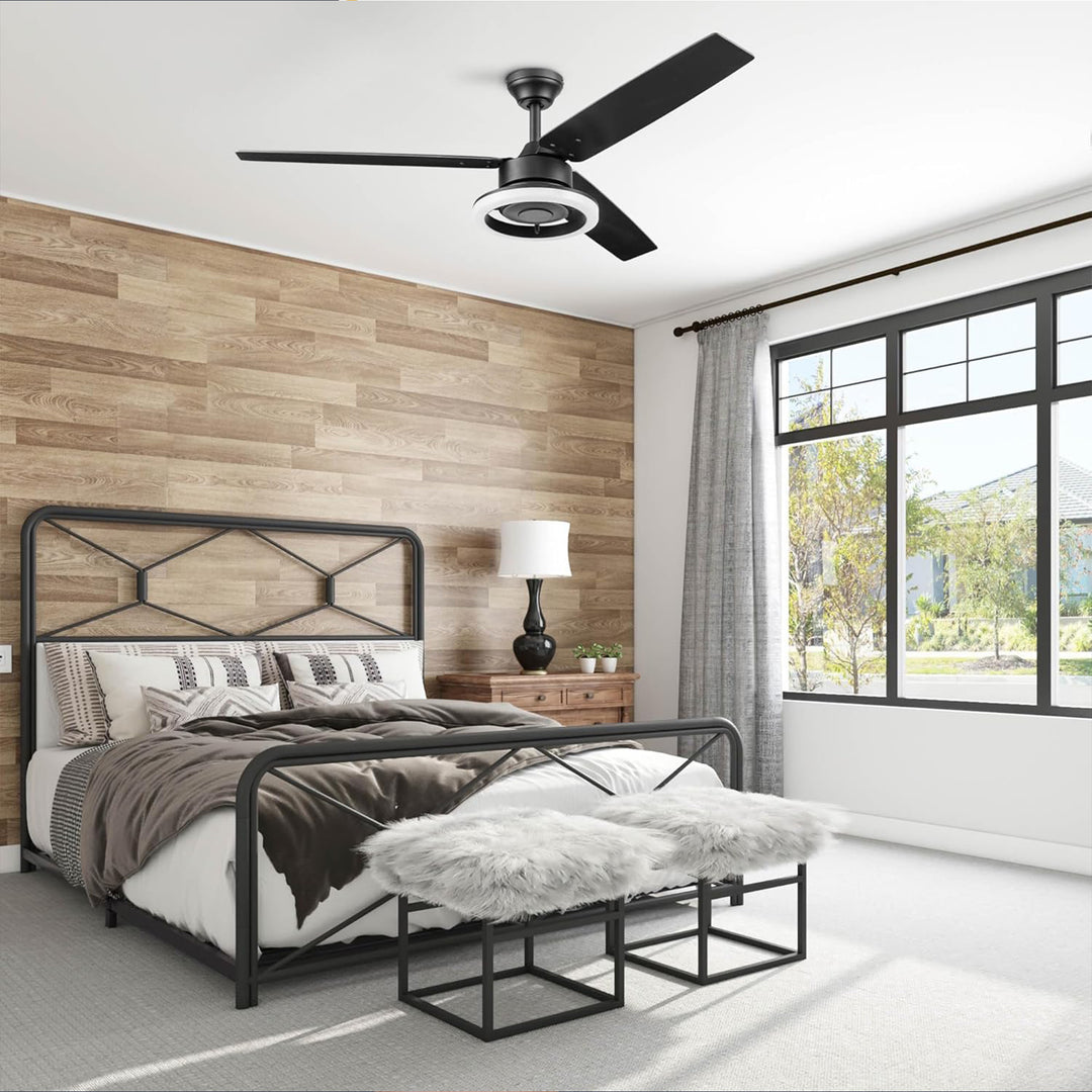 Prominence Home Orbis 52 Inch Indoor LED Ceiling Fan with Light, Matte Black - VMInnovations