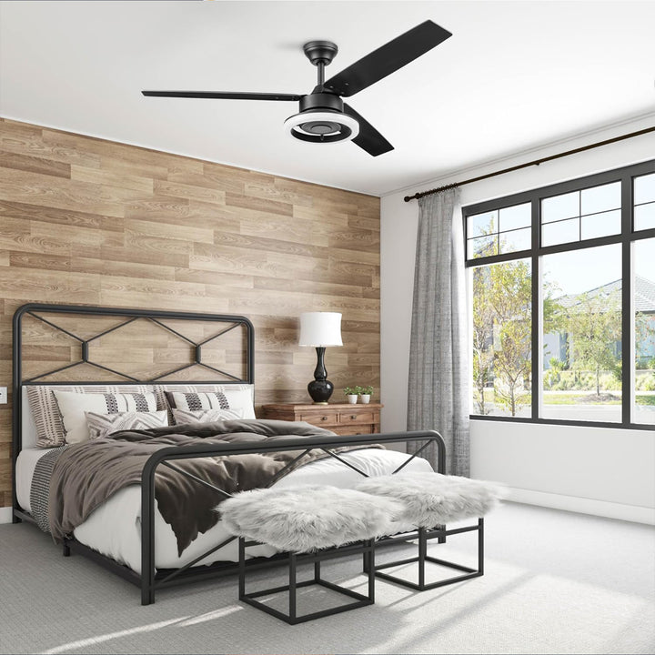 Prominence Home Orbis 52 Inch Indoor LED Ceiling Fan with Light, Matte Black - VMInnovations