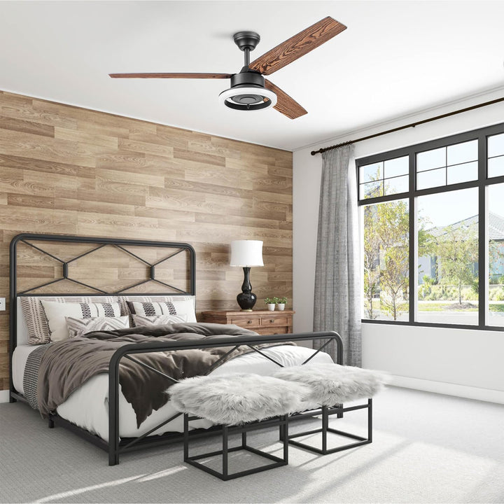 Prominence Home Orbis 52 Inch Indoor LED Ceiling Fan with Light, Matte Black - VMInnovations