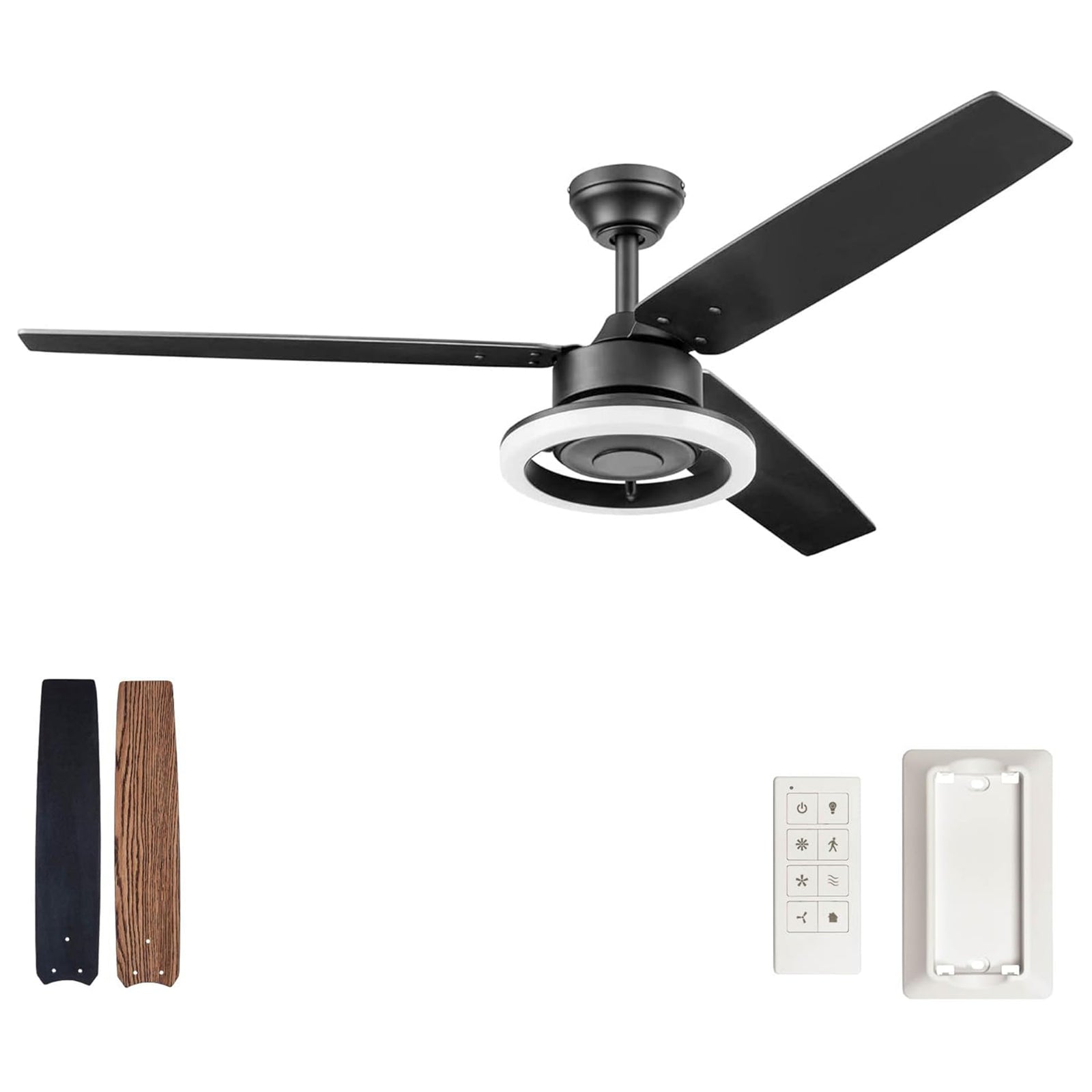 Prominence Home Orbis 52 Inch Indoor LED Ceiling Fan with Light, Matte Black - VMInnovations