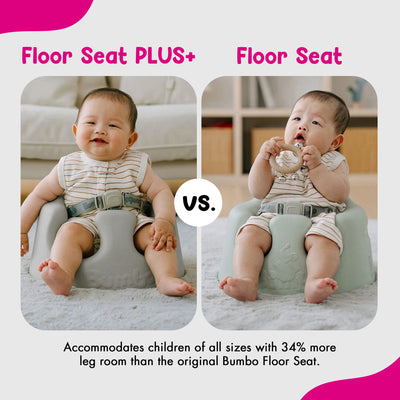 Bumbo Infant Floor Seat PLUS+ Sit Up Chair, Adjustable Harness, Monsoon, 2 Pack