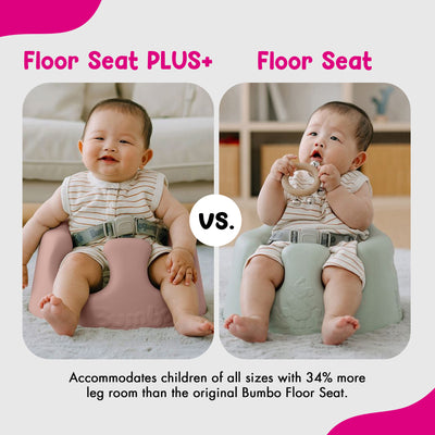 Bumbo Infant Floor Seat PLUS+ Sit Up Chair, Adjustable Harness, Rose, 2 Pack