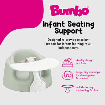 Bumbo Infant Floor Seat PLUS+ Sit Up Chair, Adjustable Safety Harness, Agave