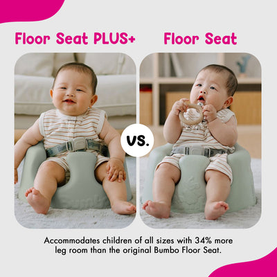 Bumbo Infant Floor Seat PLUS+ Sit Up Chair, Adjustable Harness, Agave, 2 Pack