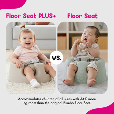 Bumbo Infant Floor Seat PLUS+ Sit Up Chair, Adjustable Harness, Taupe, 2 Pack