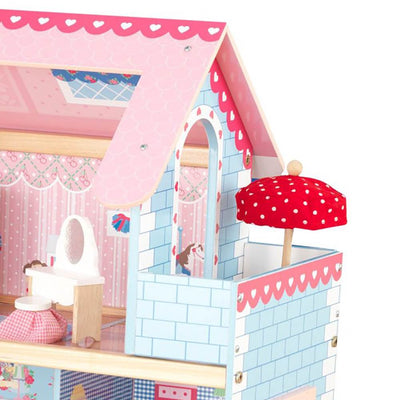 KidKraft Chelsea Wooden Dollhouse Play Cottage with Furniture and Doll Family