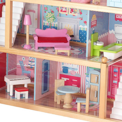 KidKraft Chelsea Wooden Dollhouse Play Cottage with Furniture and Doll Family
