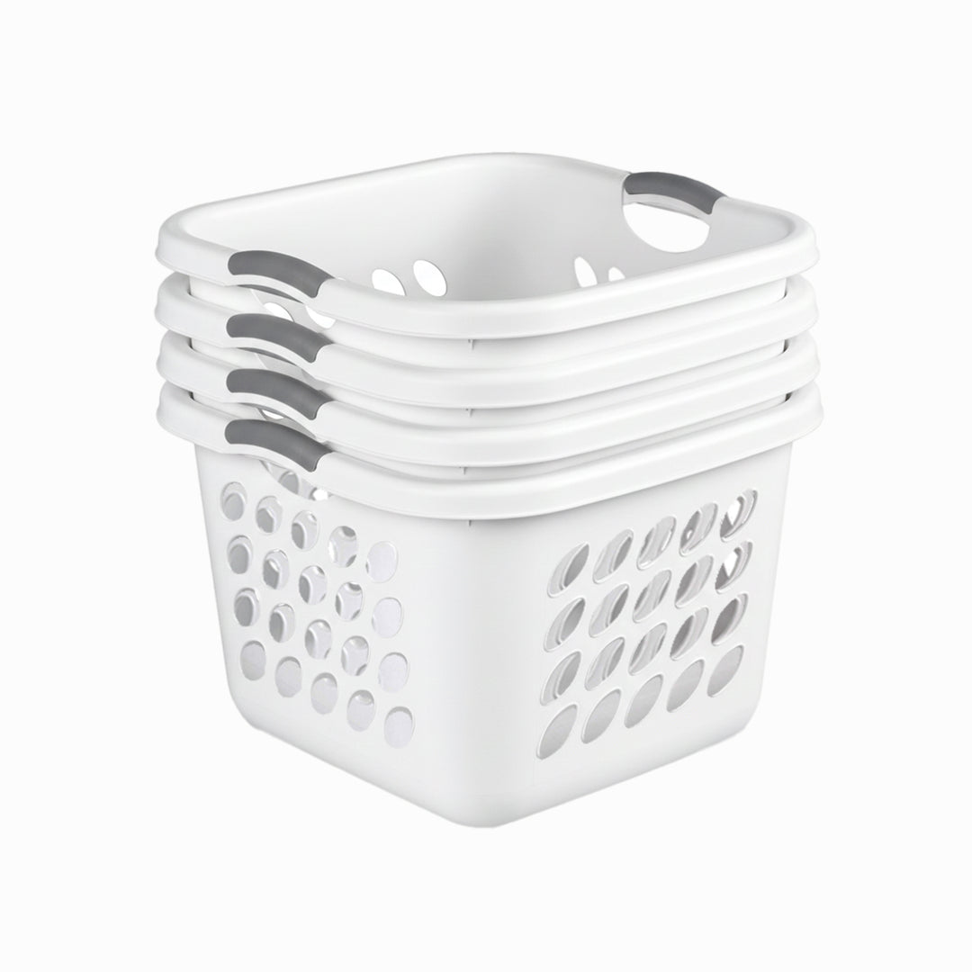 Sterilite Square Laundry Basket, 1.5 BushelHamper with Handles, White, 4 Pack