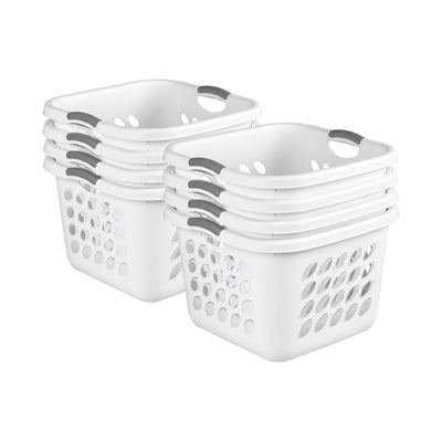 Sterilite Square Laundry Basket, 1.5 BushelHamper with Handles, White, 8 Pack - VMInnovations