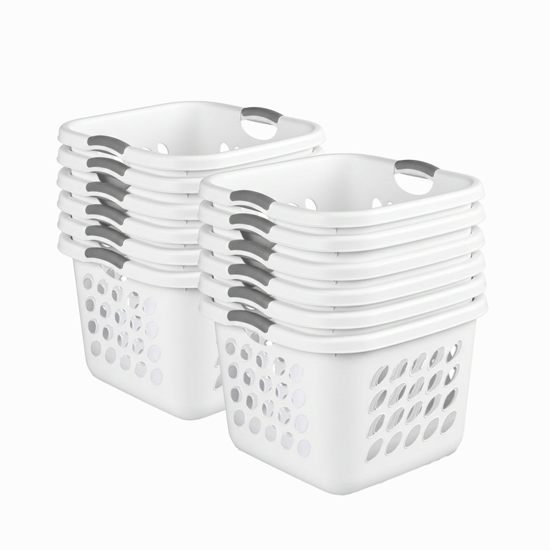 Sterilite Square Laundry Basket, 1.5 BushelHamper with Handles, White, 12 Pack