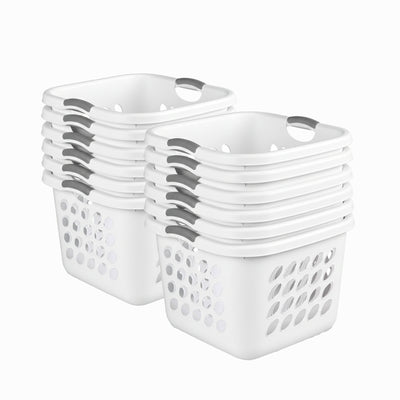 Sterilite Square Laundry Basket, 1.5 BushelHamper with Handles, White, 12 Pack
