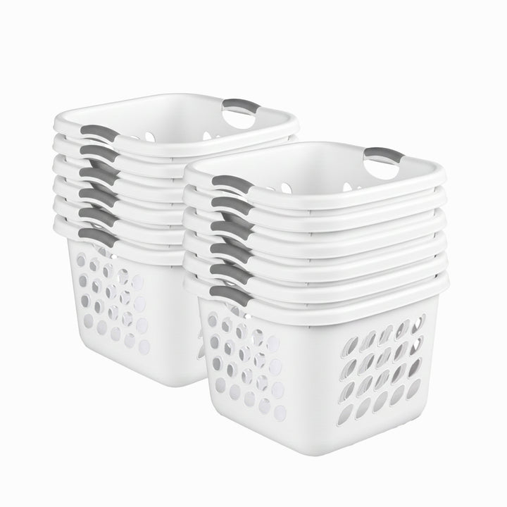 Sterilite Square Laundry Basket, 1.5 BushelHamper with Handles, White, 12 Pack