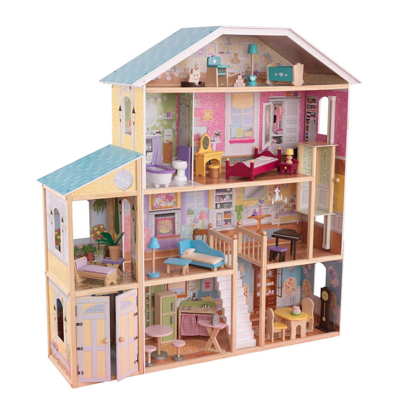 KidKraft Majestic Mansion Play Wooden Dollhouse with Furniture + Doll Family