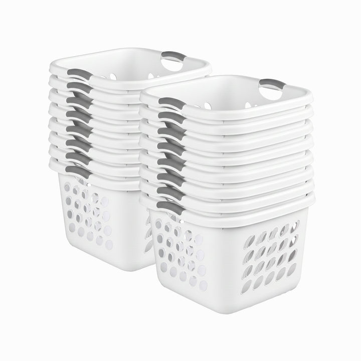 Sterilite Square Laundry Basket, 1.5 BushelHamper with Handles, White, 16 Pack