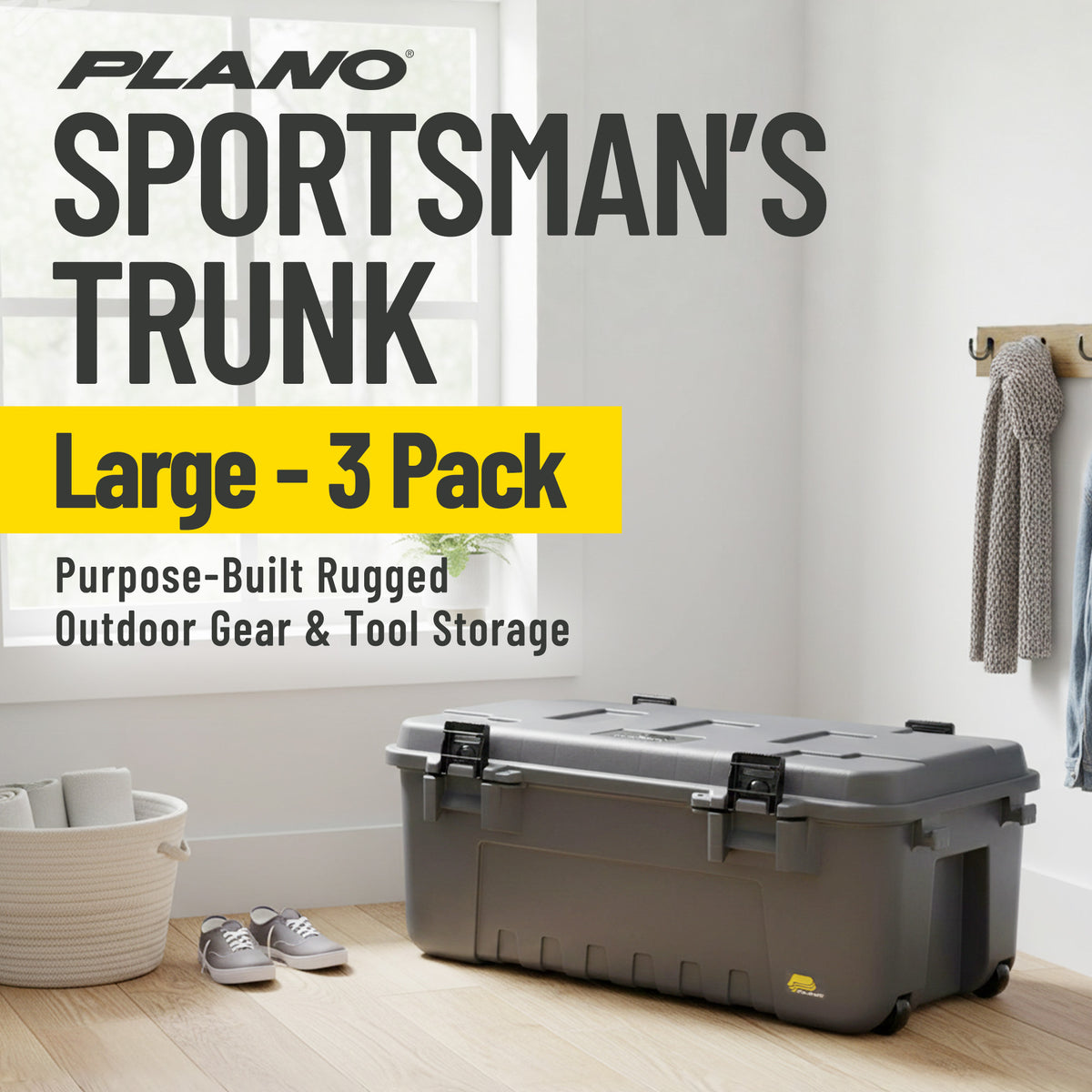 Plano 3 Pk Storage Trunk with Wheels, Lockable Sportsman Box, 108Qt (For Parts)