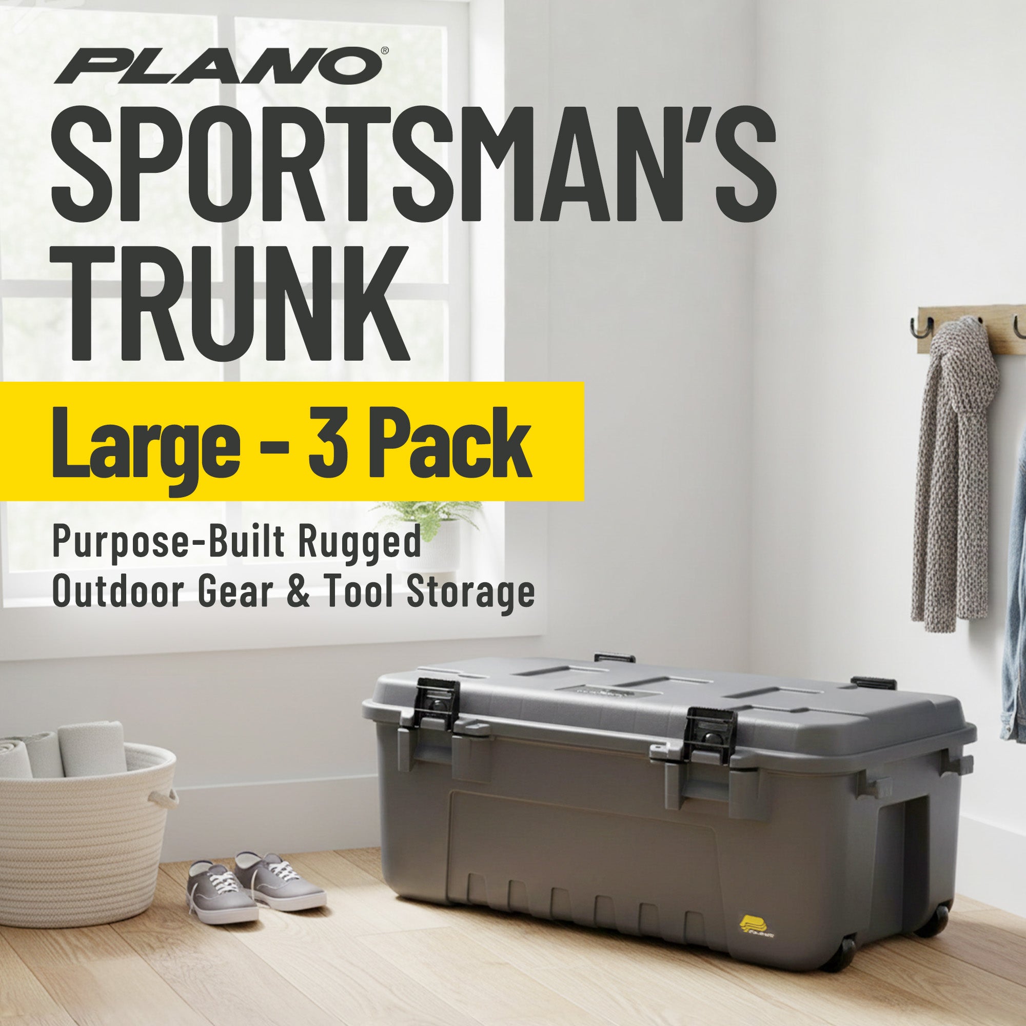 Plano 3 Pack Storage Trunk with Wheels, Lockable Sportsman Box (Open Box)