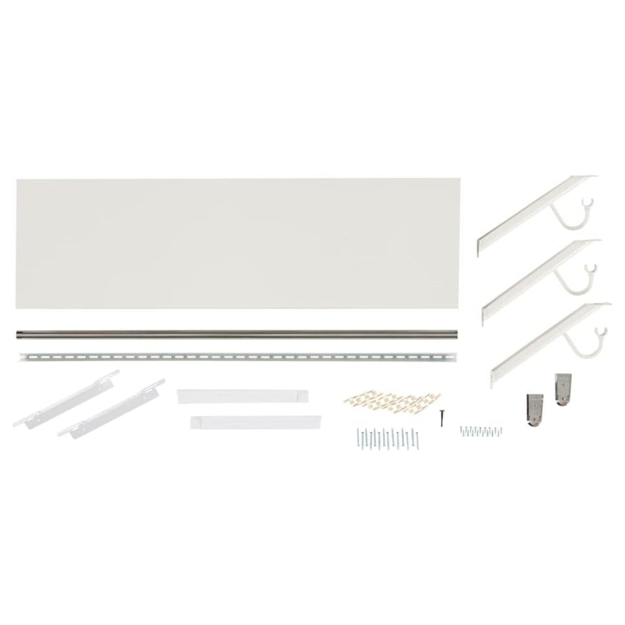 Rubbermaid 48" Premium Wood Closet Shelf W/Hanging Rod, Wall Mounted, (Open Box) - VMInnovations