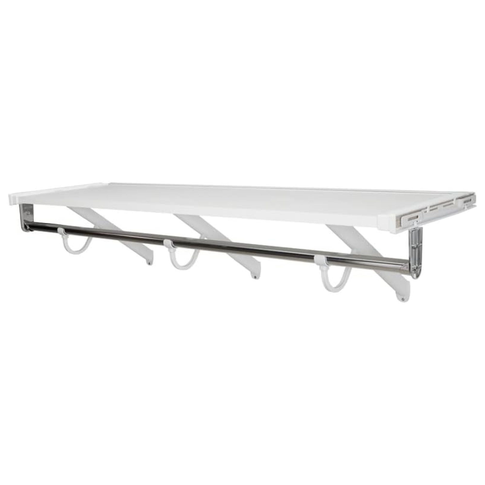 Rubbermaid 48" Premium Wood Closet Shelf W/Hanging Rod, Wall Mounted, (Open Box) - VMInnovations