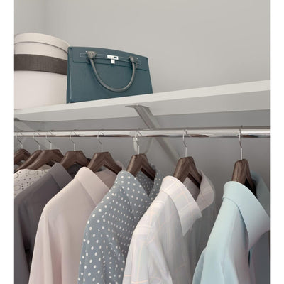 Rubbermaid 48" Premium Wood Closet Shelf W/Hanging Rod, Wall Mounted, (Open Box) - VMInnovations