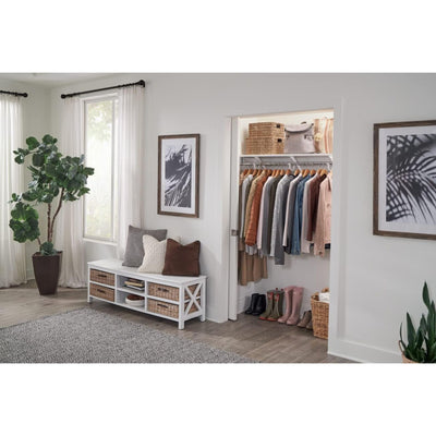 Rubbermaid 48" Premium Wood Closet Shelf W/Hanging Rod, Wall Mounted, (Open Box) - VMInnovations