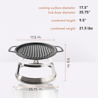 Solo Stove Yukon Grill Top & Hub, Cast Iron Cooktop with Stainless Steel Hub