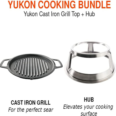 Solo Stove Yukon Grill Top & Hub, Cast Iron Cooktop with Stainless Steel Hub