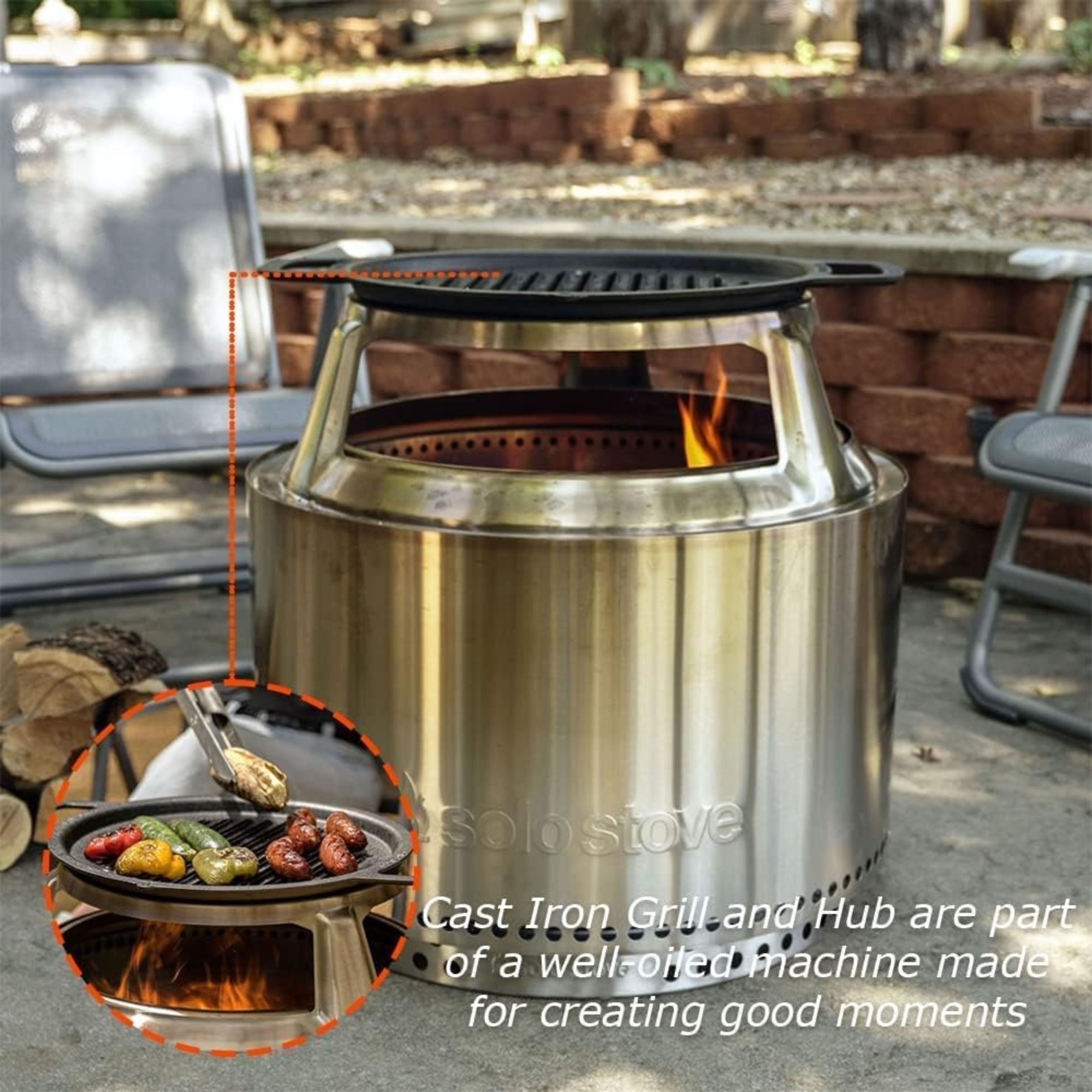 Solo Stove Yukon Grill Top & Hub, Cast Iron Cooktop with Stainless Steel Hub