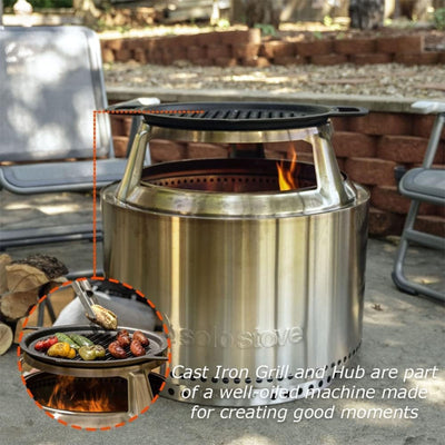 Solo Stove Yukon Grill Top & Hub, Cast Iron Cooktop with Stainless Steel Hub