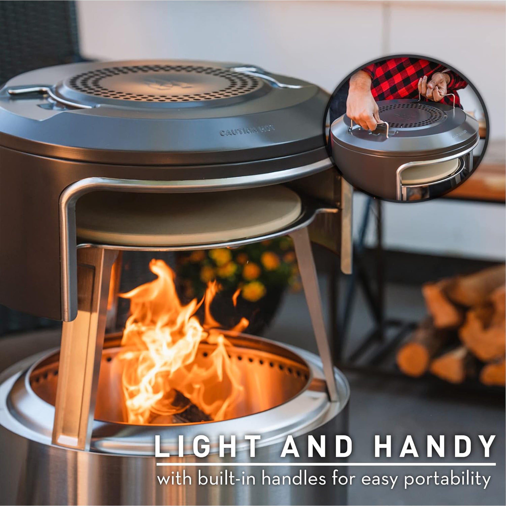 Solo Stove Yukon Pi Fire, Fire Pit Pizza Oven Accessory with Stone & Carry Bag