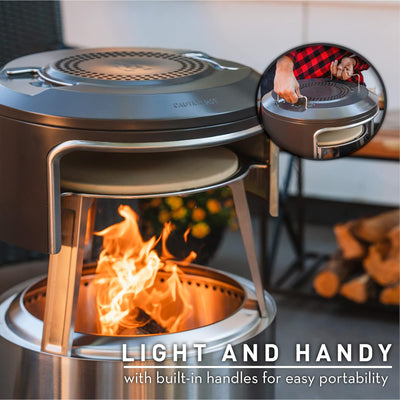 Solo Stove Yukon Pi Fire, Fire Pit Pizza Oven Accessory with Stone & Carry Bag